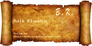 Balk Klaudia névjegykártya